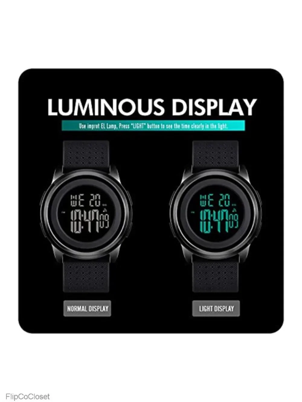 Mens Ultra-Thin Digital Sports Watch Waterproof Stainless Steel Quartz Alarm